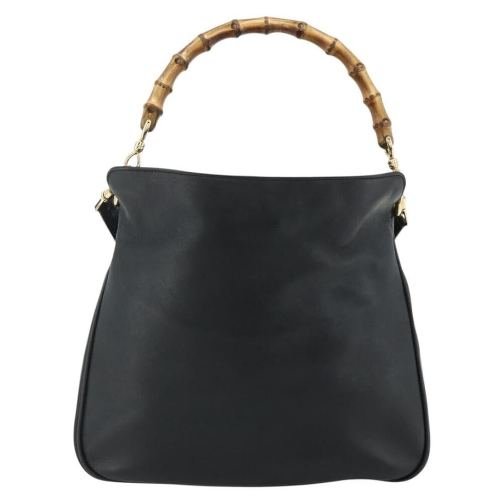Gucci Bamboo Leather Shoulder Bag Black